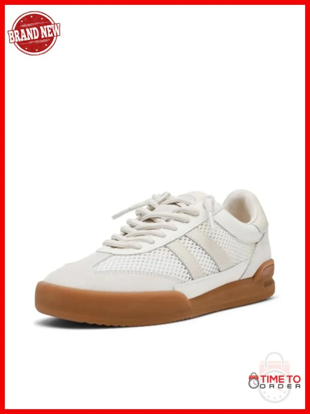 Suede and Mesh Lace-Up Fashion Sneakers